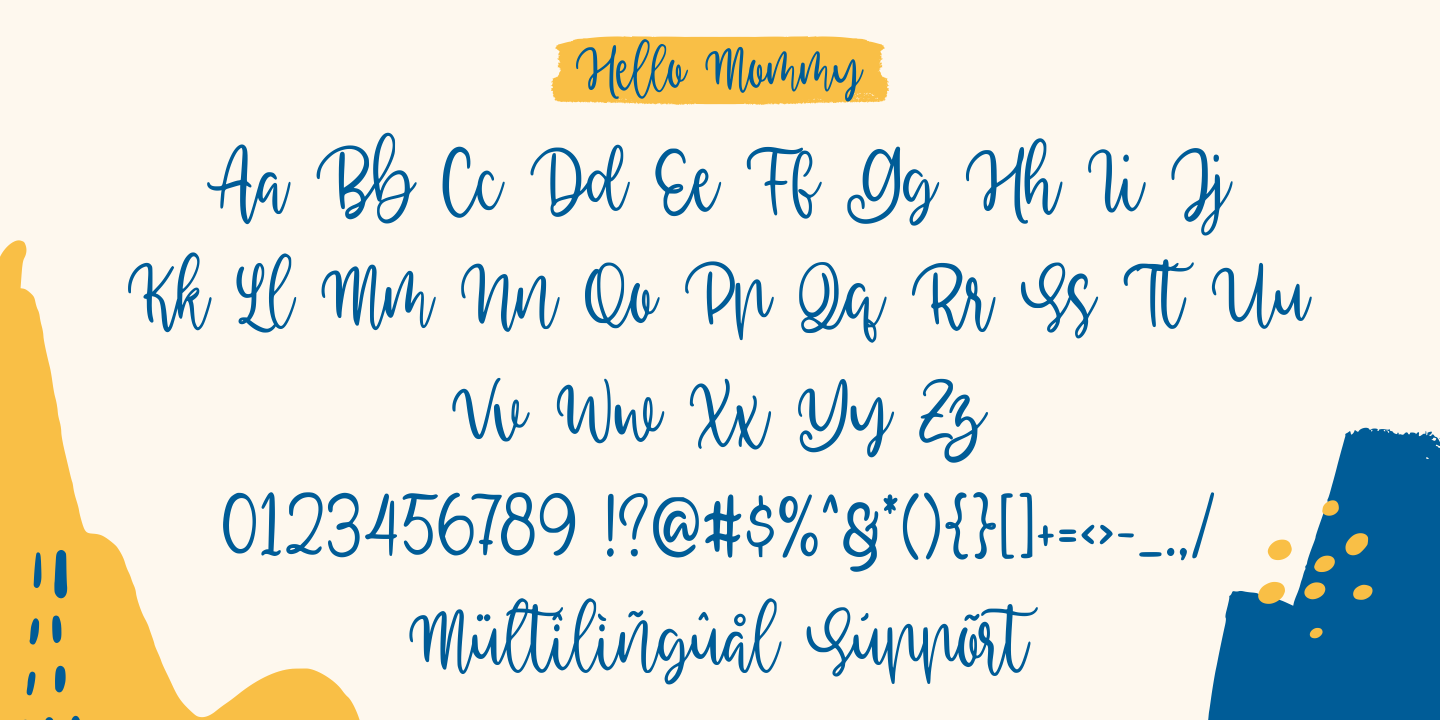 Beispiel einer Hello Mommy Regular-Schriftart